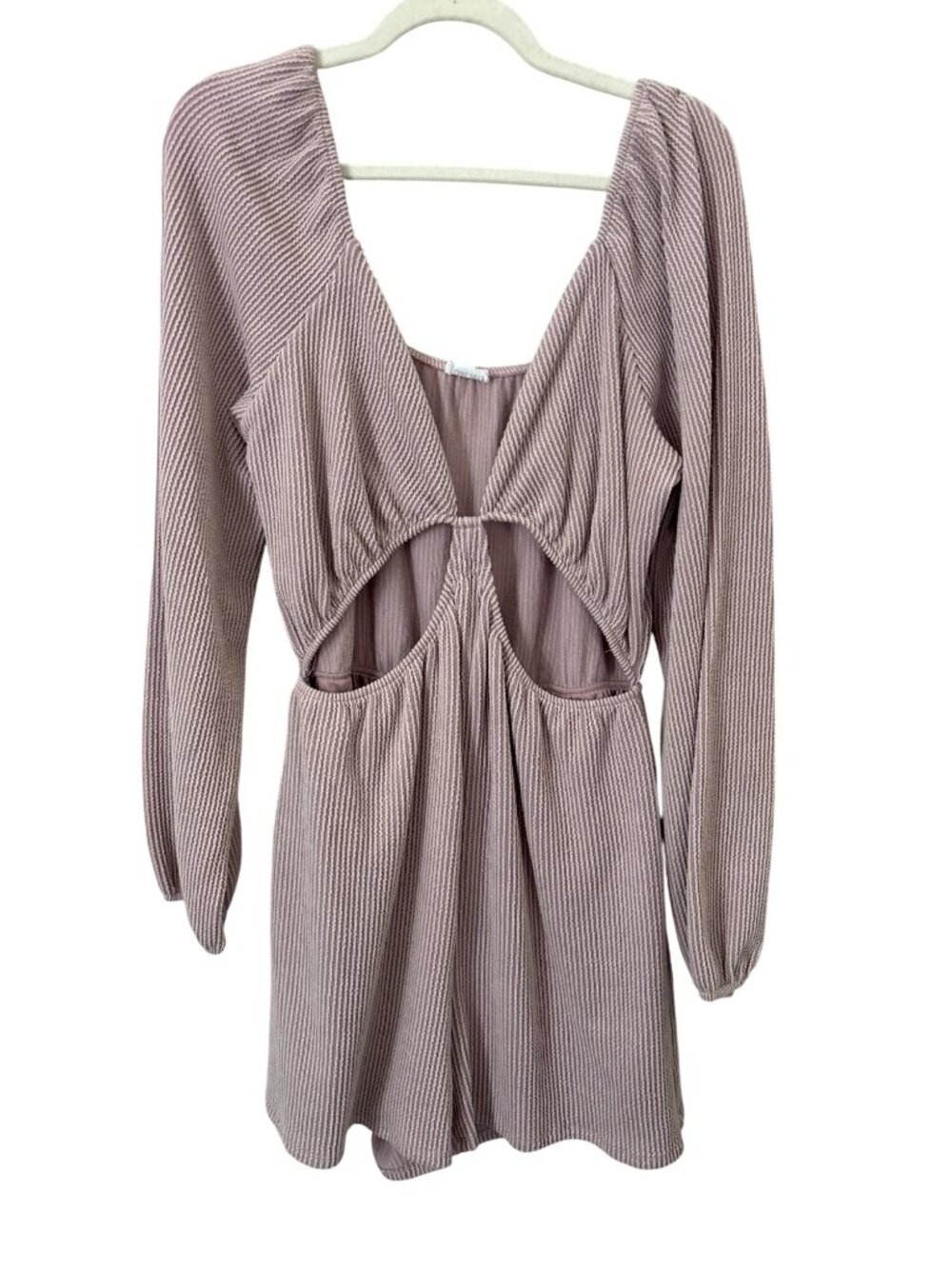 Lane 201 Romper Size Large Cut Out Striped Long Sleeve White Pink Summer Beach